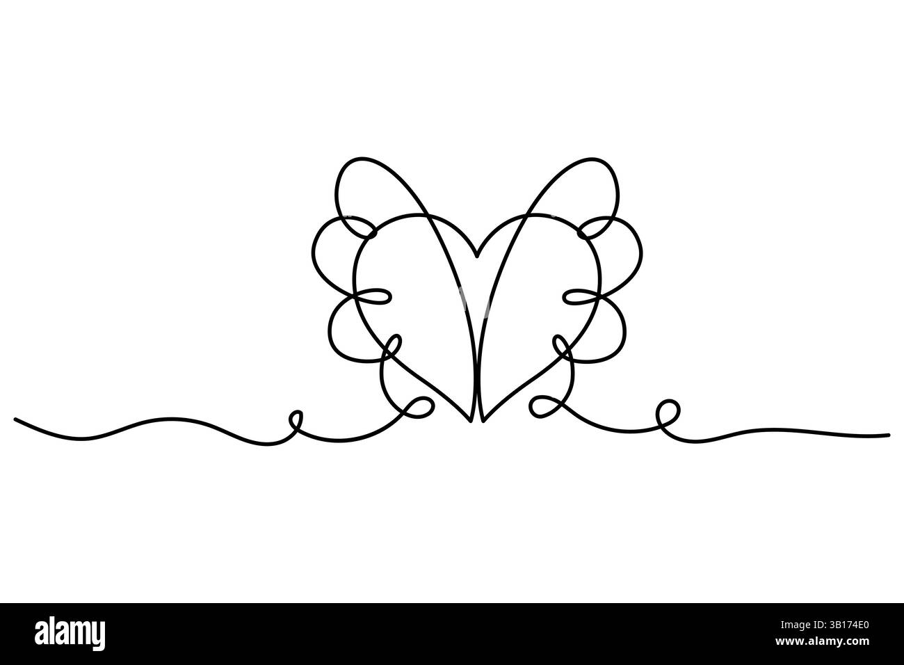 Love Shape Line Love shape continuous single line Drawing outline vector illustration ...