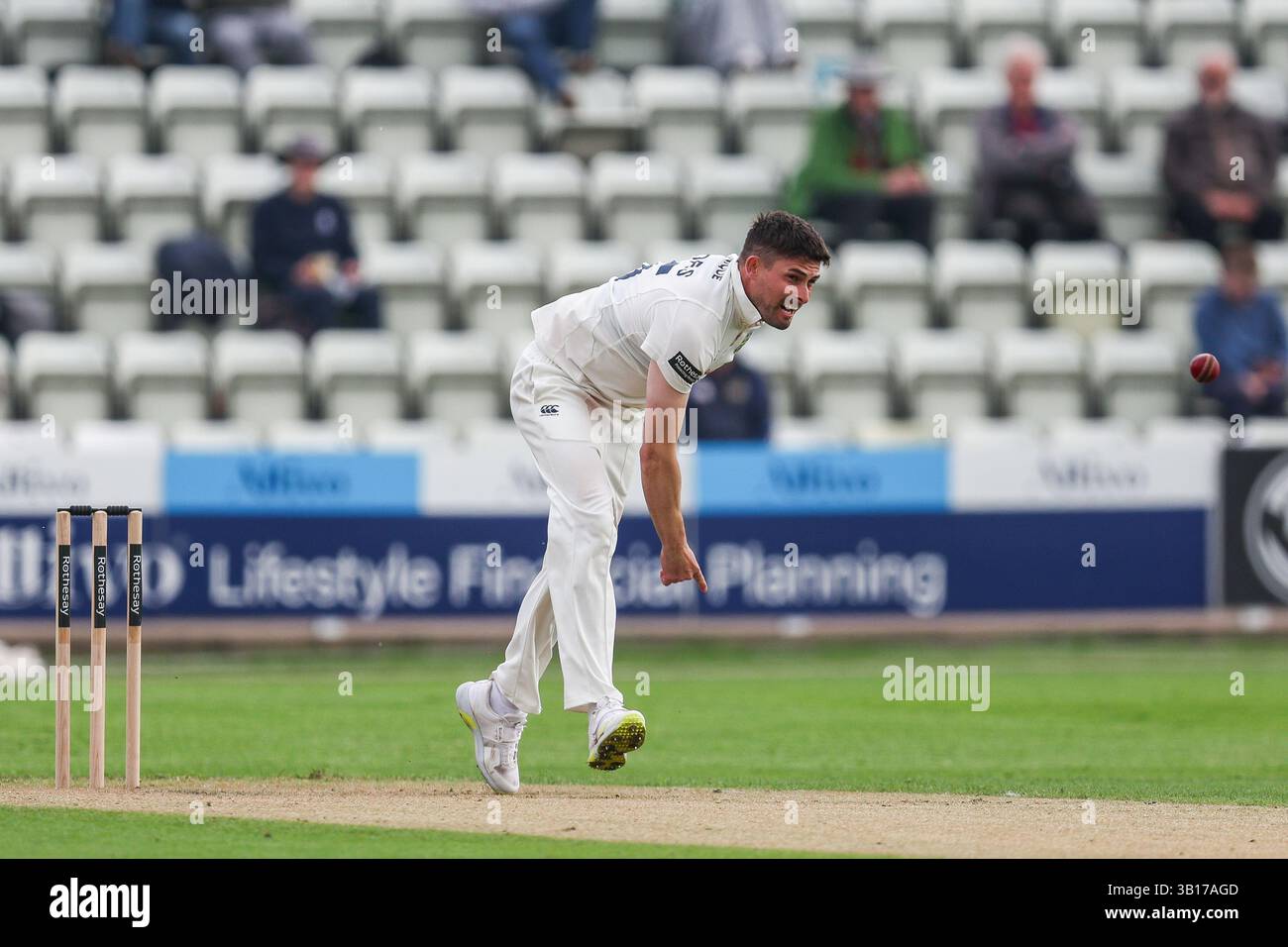#15, Will Rhodes of Durham in action bowling during the County ...