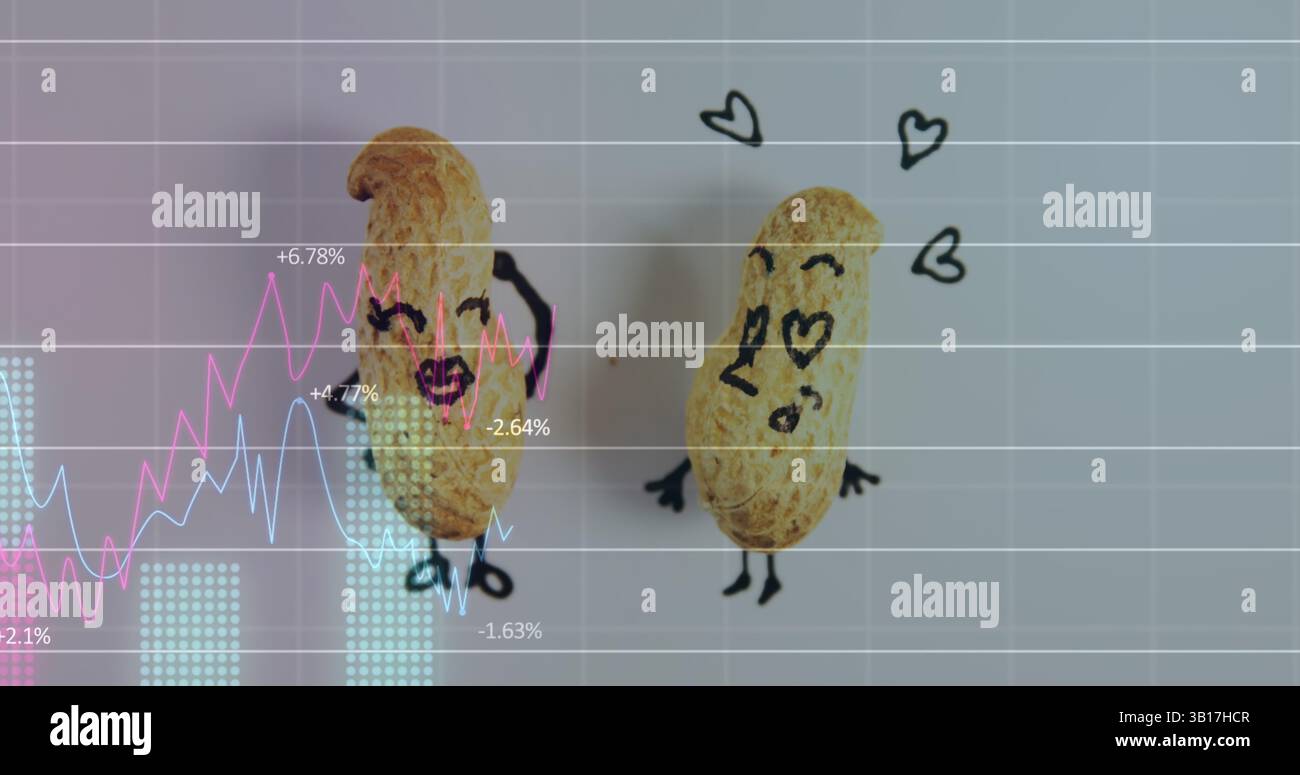 Image of data processing over peanuts Stock Photo