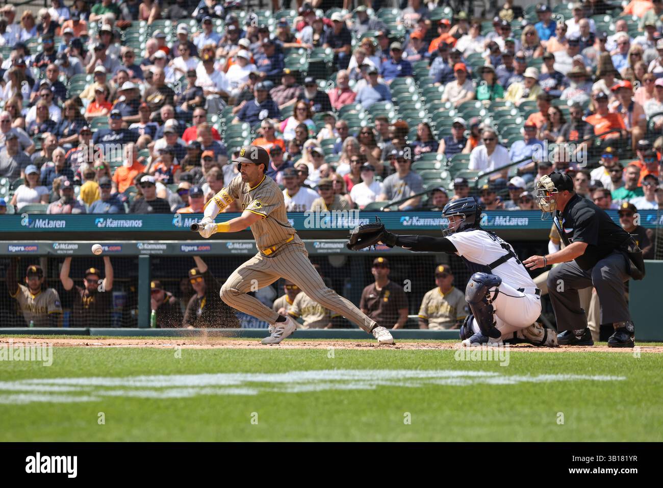 DETROIT, MI - APRIL 23: San Diego Padres center fielder Tyler Wade (14 ...