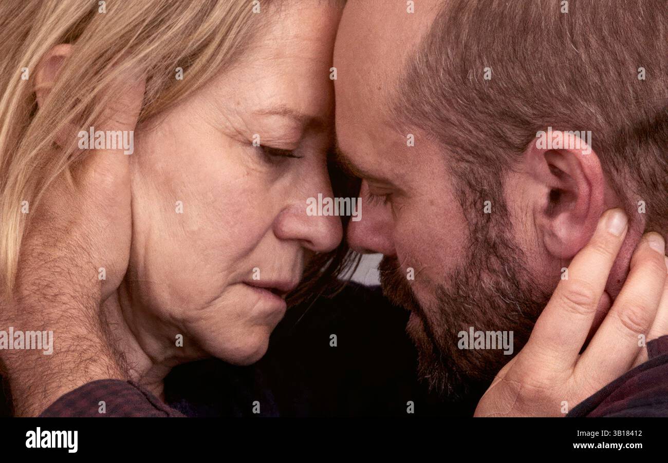 TRINE DYRHOLM and DAVID DENCIK in BEGINNINGS (2025) -Original title: BEGYNDELSER-, directed by JEANETTE NORDAHL. Credit: SNOWGLOBE FILMS / Album Stock Photo