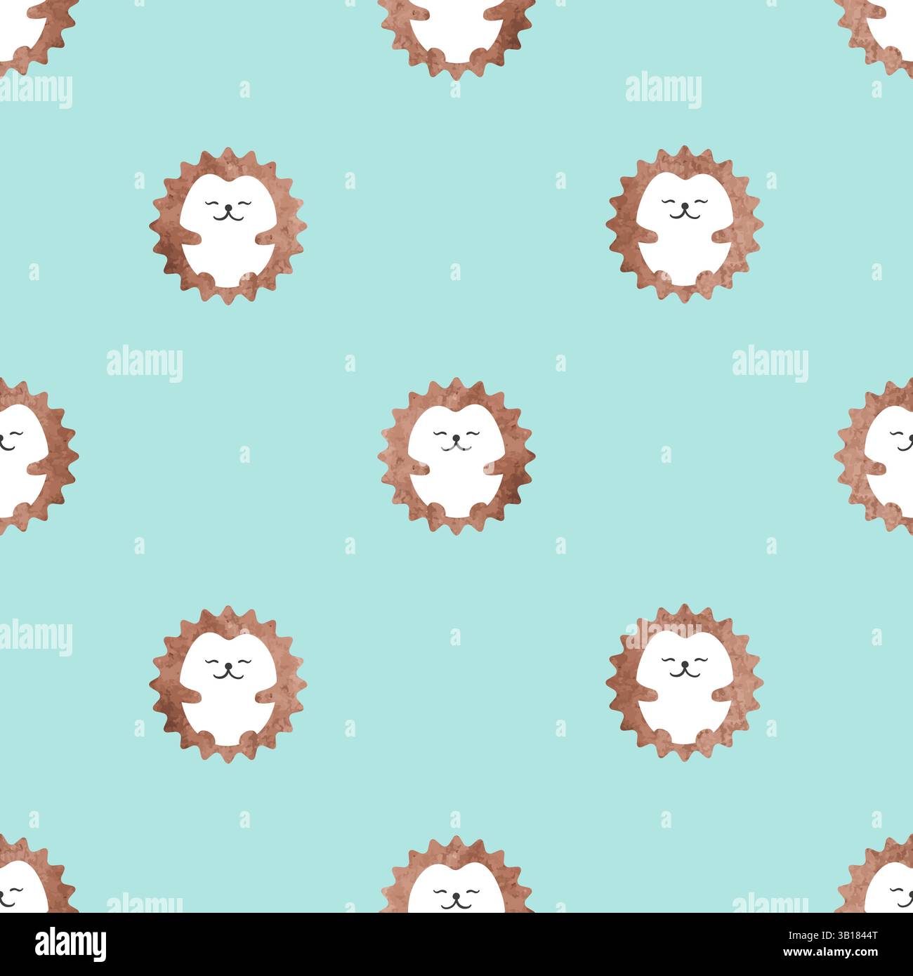 Cute watercolor hedgehogs seamless pattern. Polka dot vector print Stock Vector