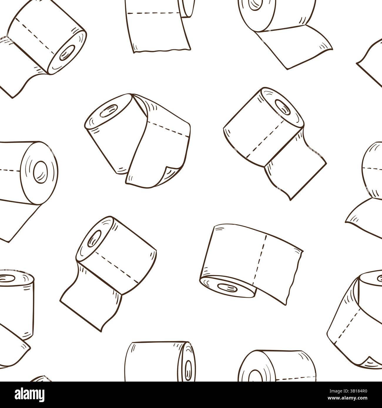 Cartoon toilet paper seamless pattern. Vector doodle print Stock Vector