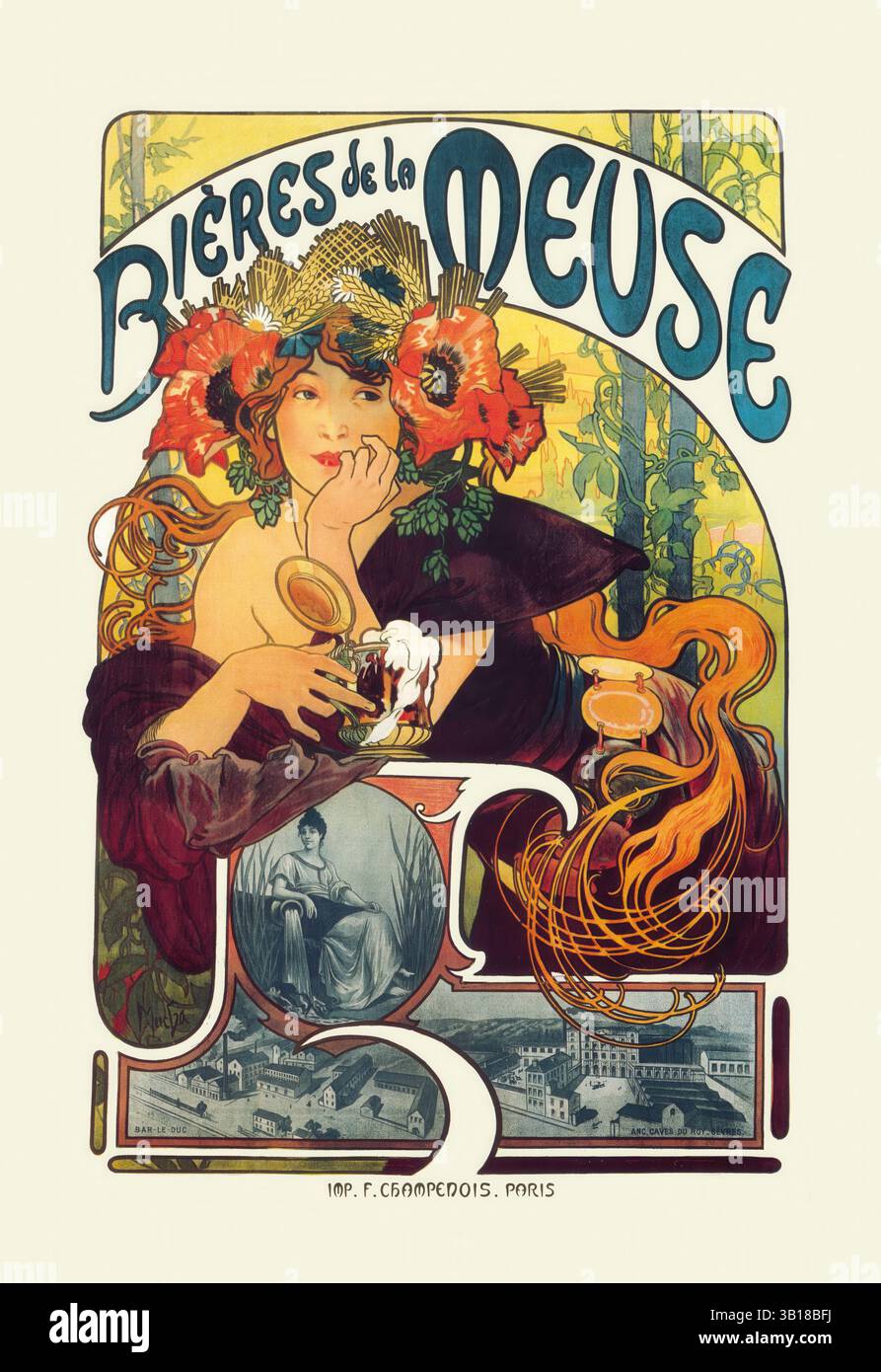 ALPHONSE MUCHA/ Bieres de le Meuse. Stock Photo