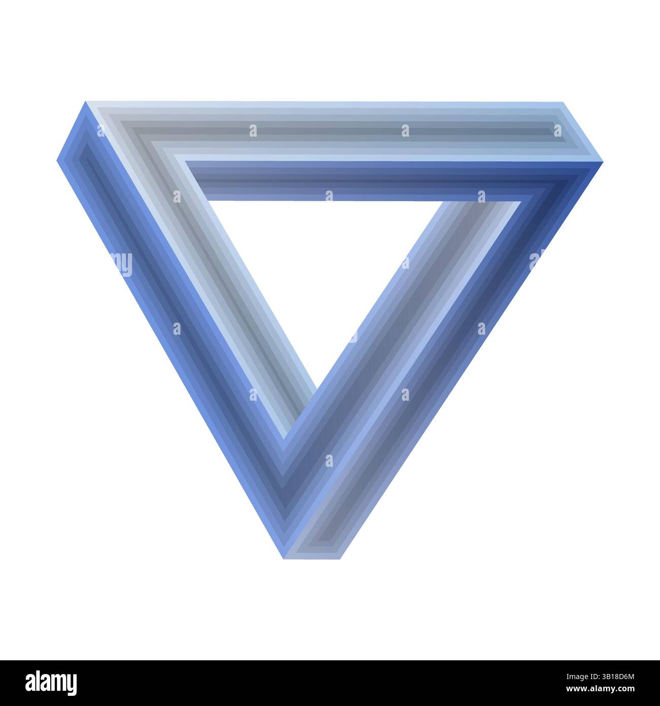 Vector single blue impossible triangle icon isolated on white background. Stock Vector