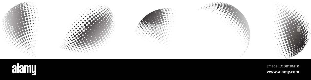 Dotted halftone 3D sphere. perspective halftone gradient texture globe. Vector illustration Stock Vector