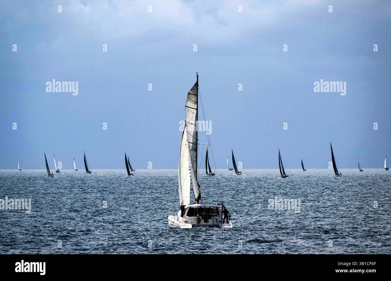 A competitor leaves the starting line at the Newport to Ensenada ...