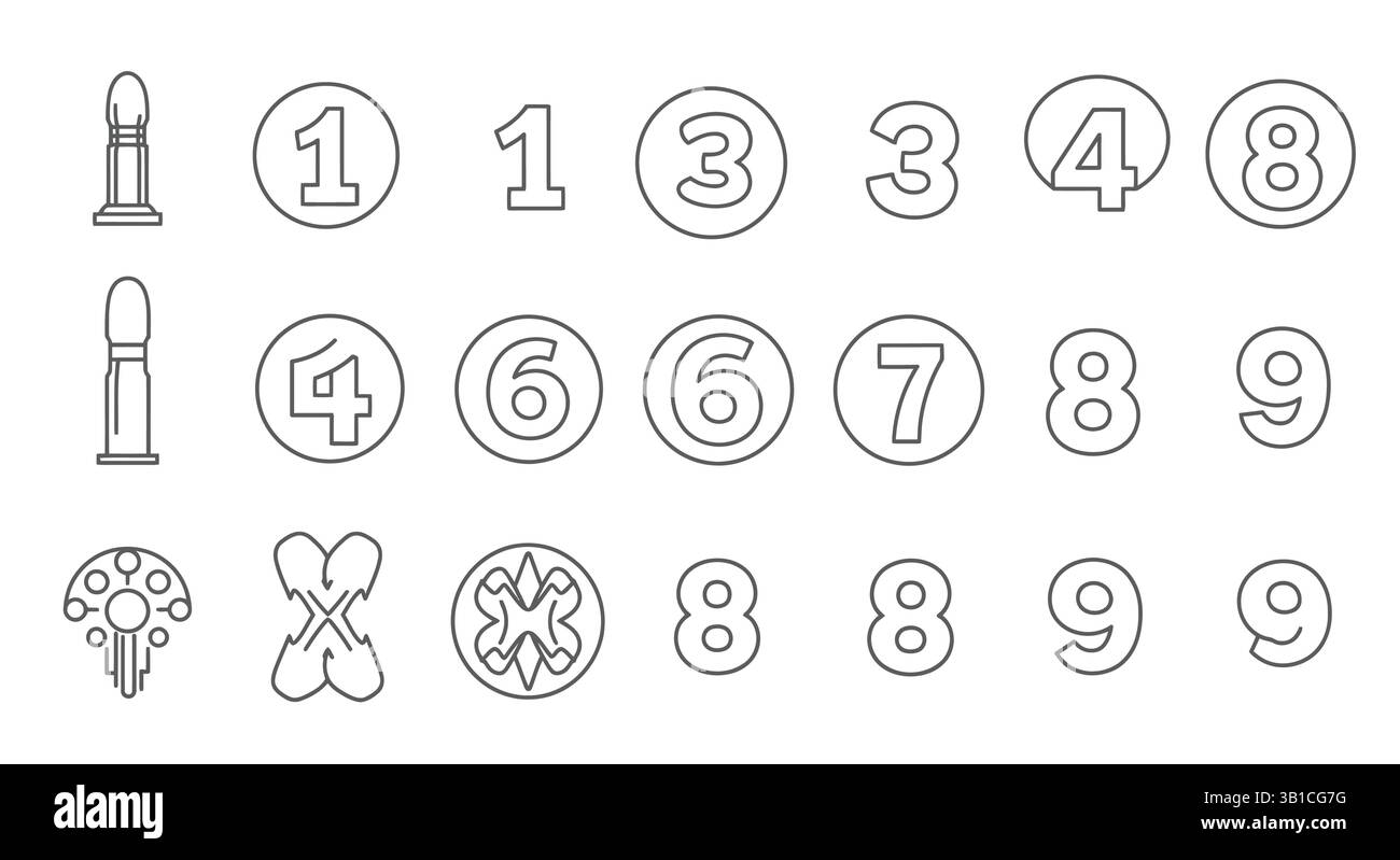 Minimalist Numeric & Symbol Icon Set – Digit & Geometric Shape Symbols ...
