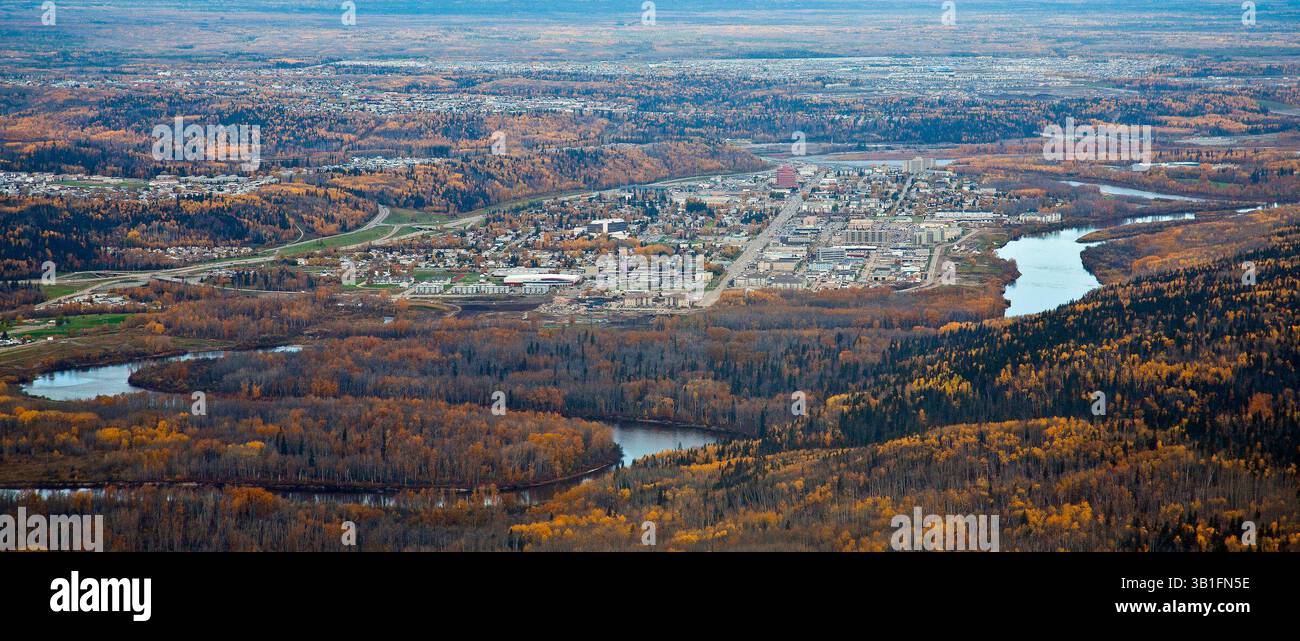 Sept. 28, 2010 - Edmonton, Alberta, Canada - FORT MCMURRAY, ALTA.: SEPTEMBER 28, 2010 -- An aerial view of Fort McMurray, Alta. on September 28, 2010. Hollywood director James Cameron is to meet with first nations people Tuesday to discuss the effects of the Alberta oil sands upstream on the Athabasca river. (Credit Image: © Ryan Jackson/PostMedia News/ZUMApress.com) Stock Photo