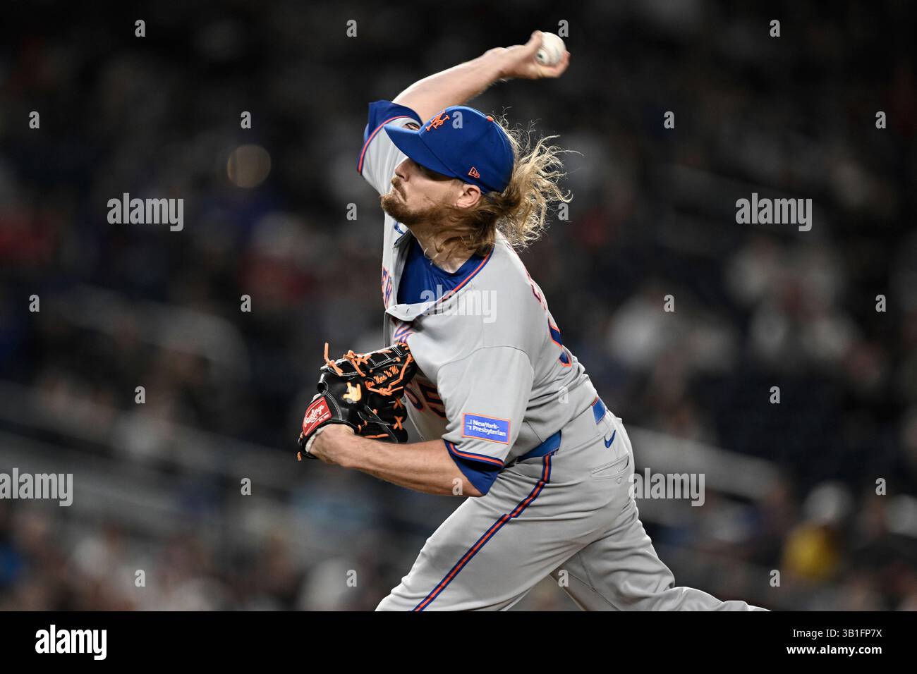 New York Mets pitcher Ryne Stanek throws during the ninth inning of a