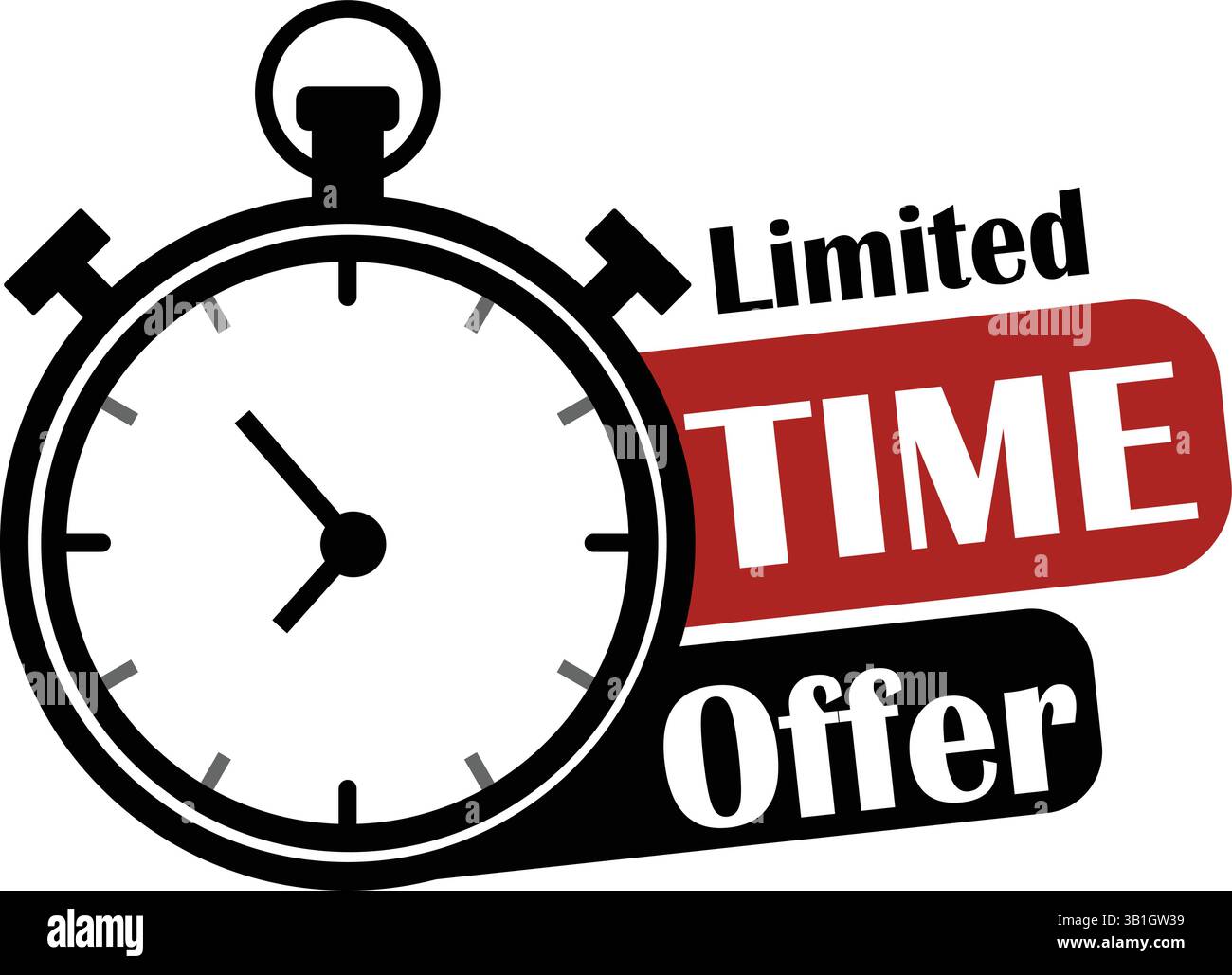 Limited Time Offer Vector Design with clock Stock Vector