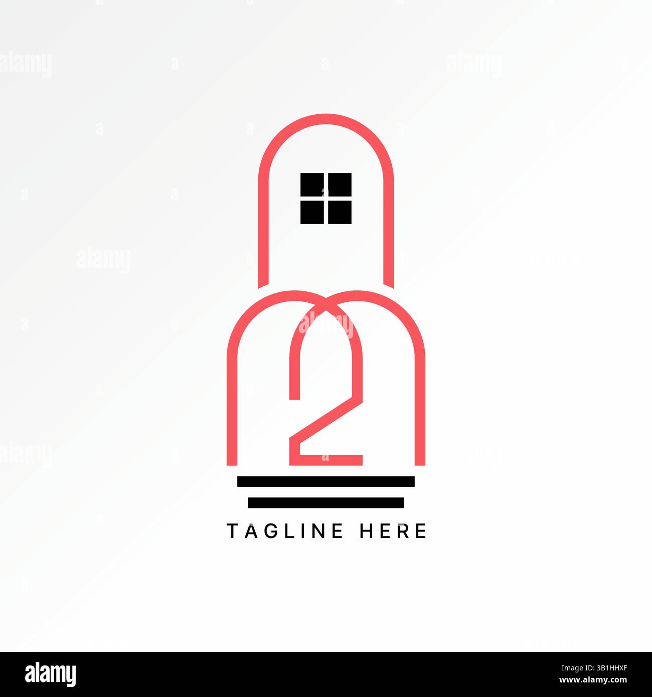 Logo design graphic concept creative premium vector stock image top sell initial M2 N2N N2M font line consulting architect roof house real home estate Stock Vector