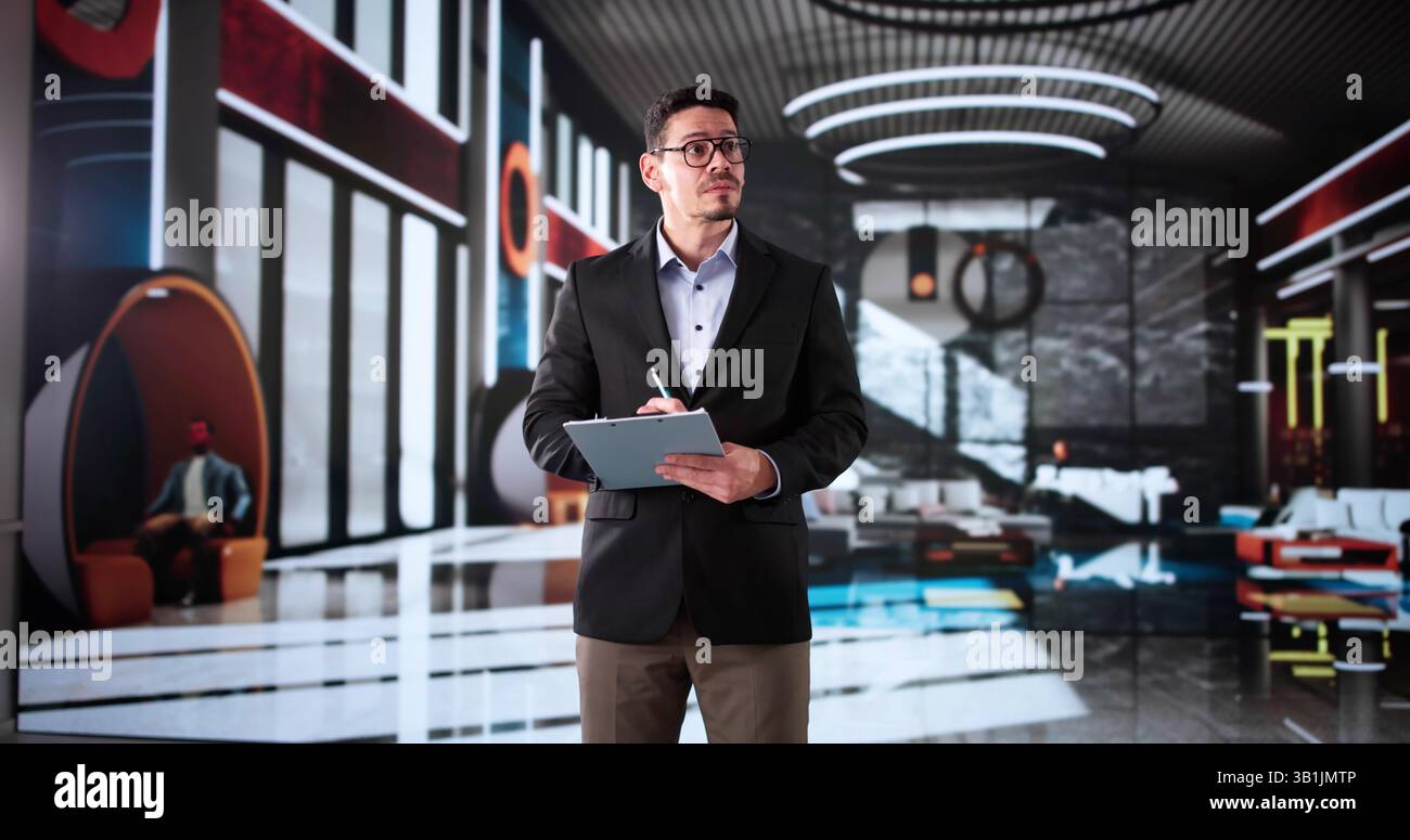 Hotel Manager In The Lobby Entrepreneur Business Man Stock Photo