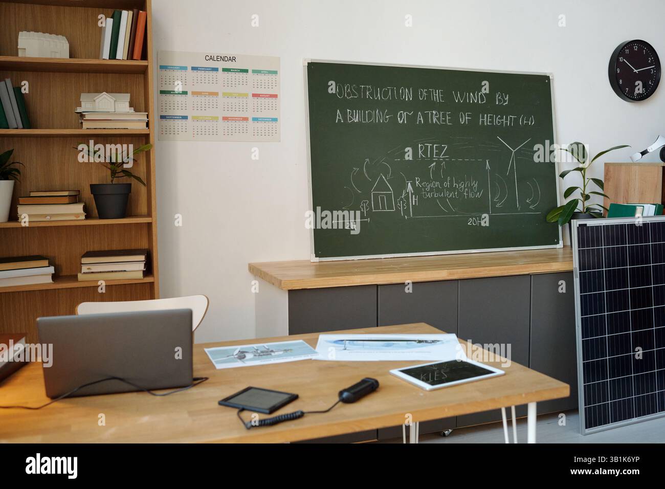 Modern Classroom with Solar Panel and Study Materials Stock Photo - Alamy