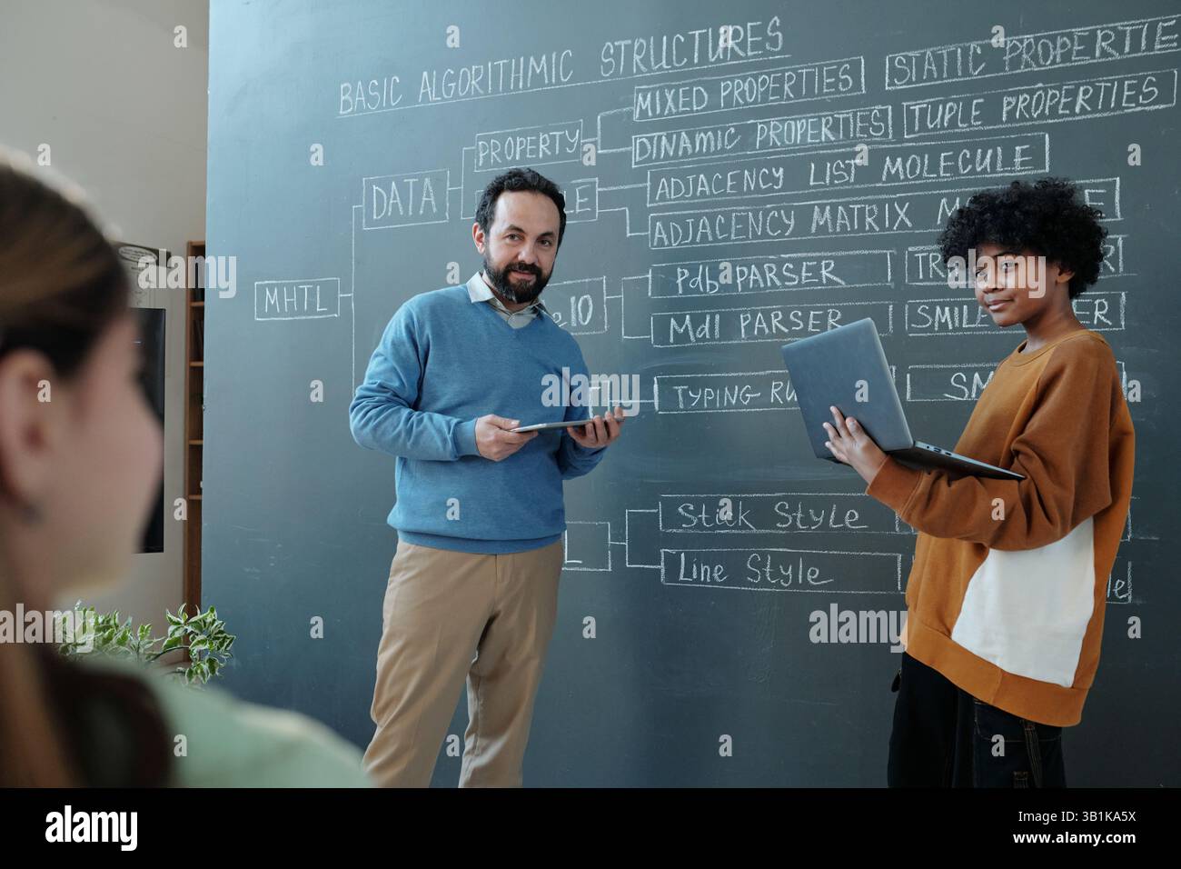 Discussing Algorithmic Structures in Classroom Setting Stock Photo
