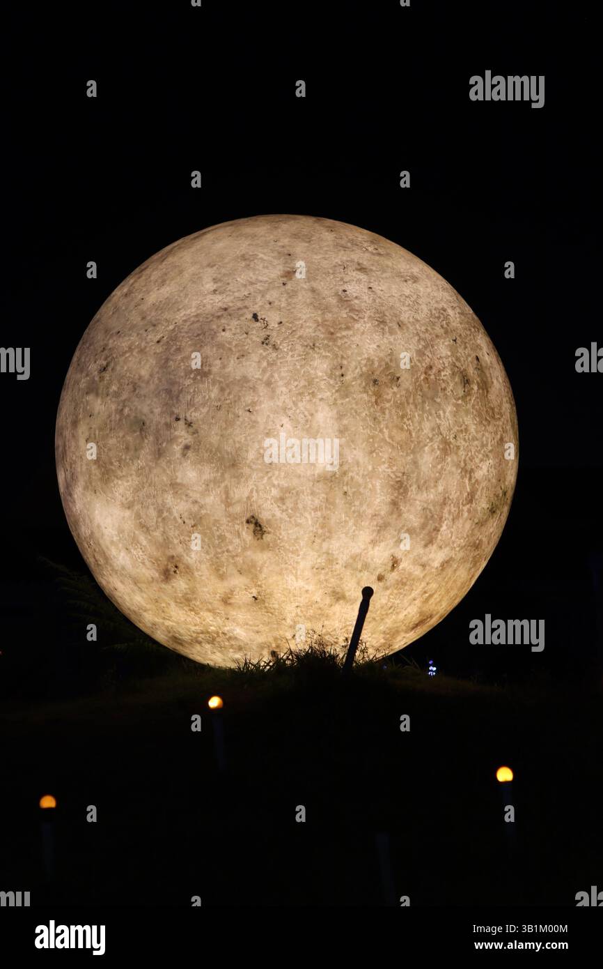 Moon Statue at a Theatre Stock Photo