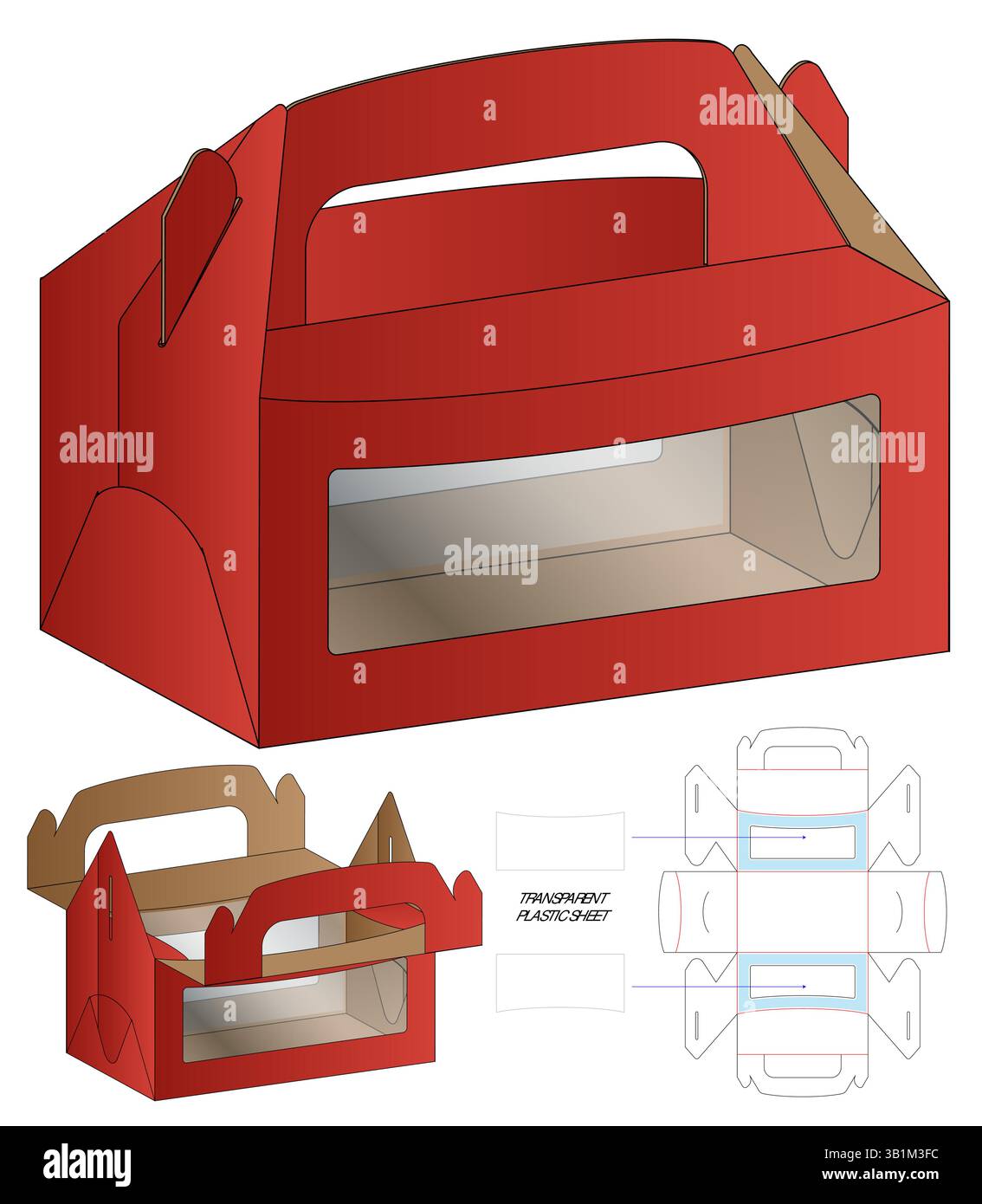 Red Food Packaging Box Dieline Blueprint Template Stock Vector