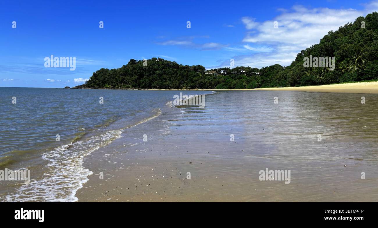 Beach at low tide, Buchan's Point, Palm Cove, Cairns, Queensland, Australia - Smartphone Captured Stock Image