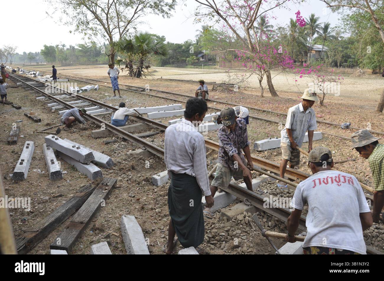 Track work, Burma Stock Photo - Alamy