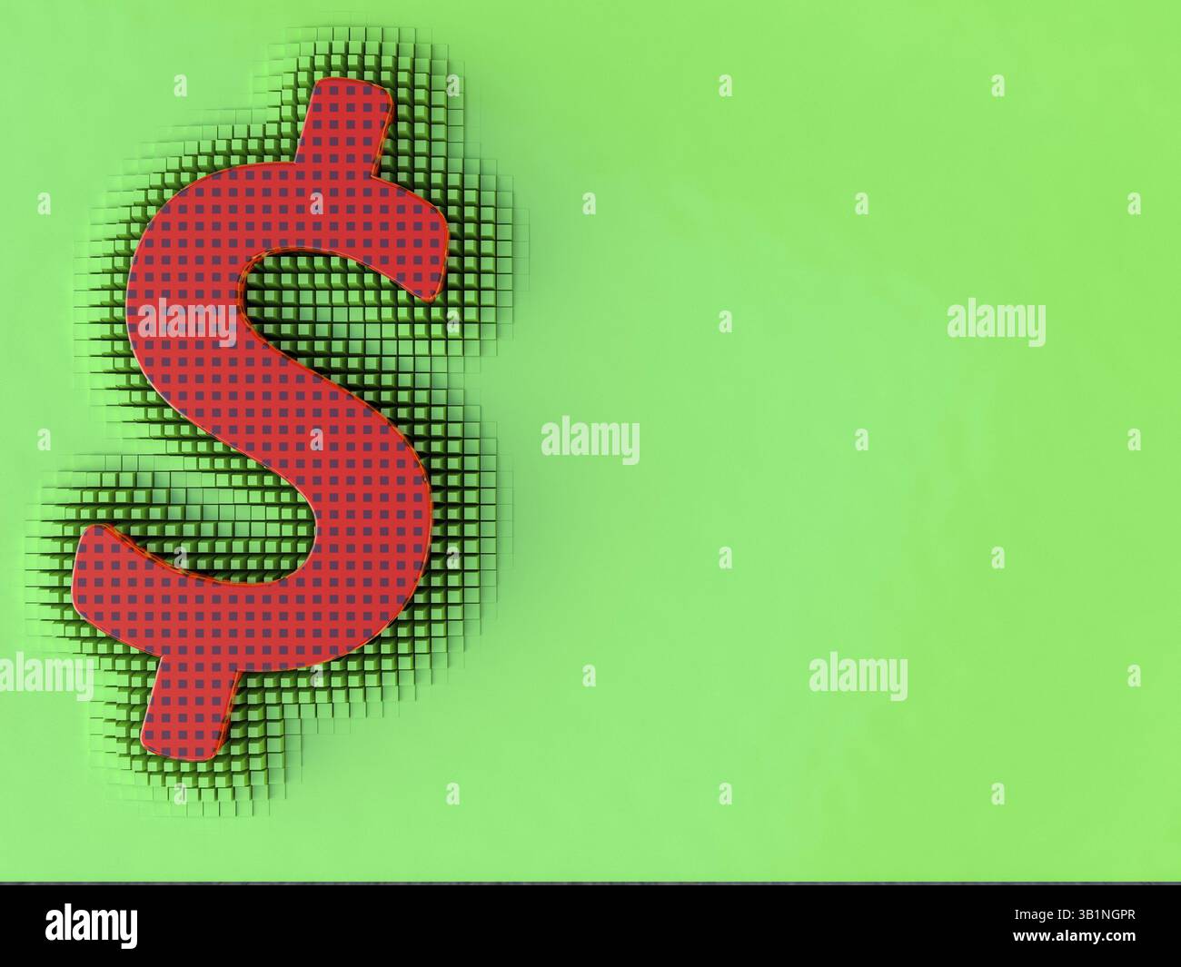 Dollar sign on green background, computer-generated illustration Stock Photo