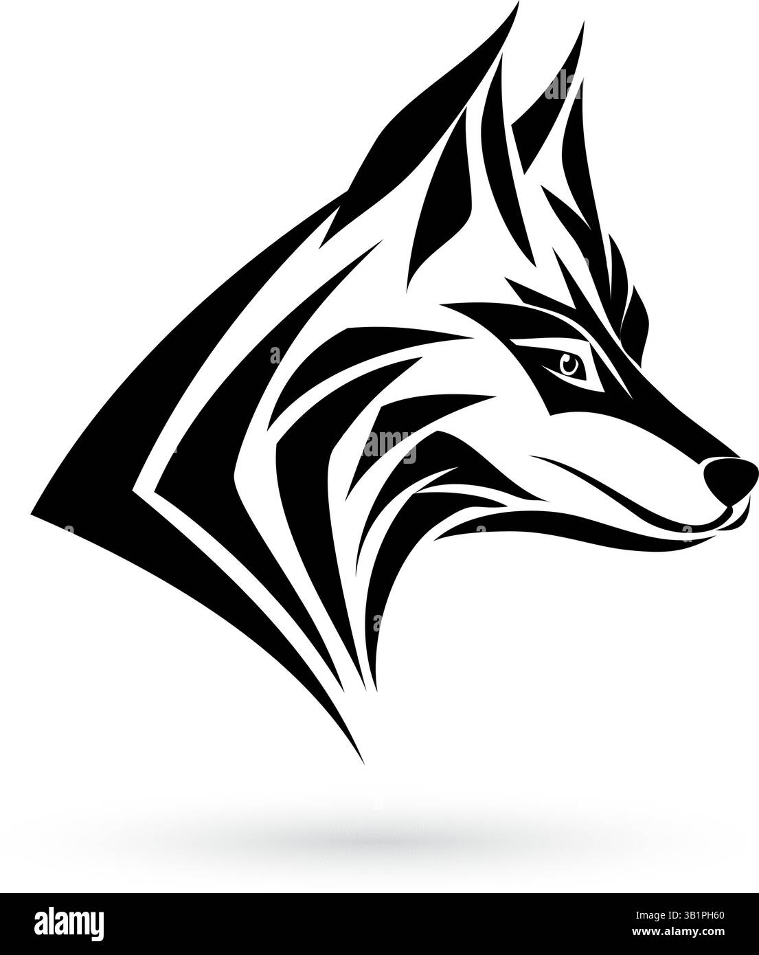 Unleash the power of the wolf with this striking animal emblem, ideal for logos, t-shirts, badges, and versatile design applications. Illustration on Stock Vector