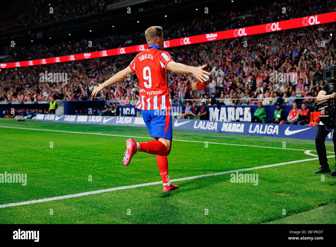 Alexander Sorloth seen celebrating after scoring goal during LaLiga EA ...