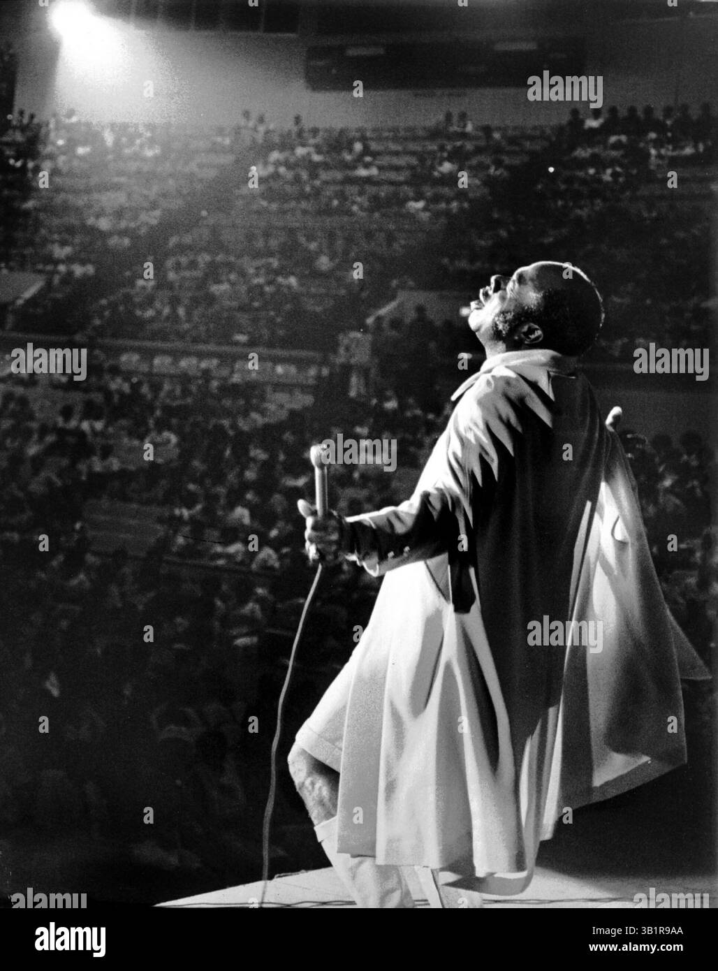 July 2, 1972 - Memphis, TN, U.S. - Rufus Thomas at the WDIA Starlite Revue at the Mid-South Coliseum Saturday evening, July 1, 1972. Thomas took the stage in a shocking pink ''hot pants'' outfit with cape and roused the audience of 12,000 with his performance. ''We do this show each year so that black crippled children will have educational opportunity,'' he said. ''WDIA is the voice of the black community here and the station has sure been good to me.'' Headliners for the show were Isaac Hayes and B.B. King. (Credit Image: © The Commercial Appeal/ZUMApress.com) Stock Photo