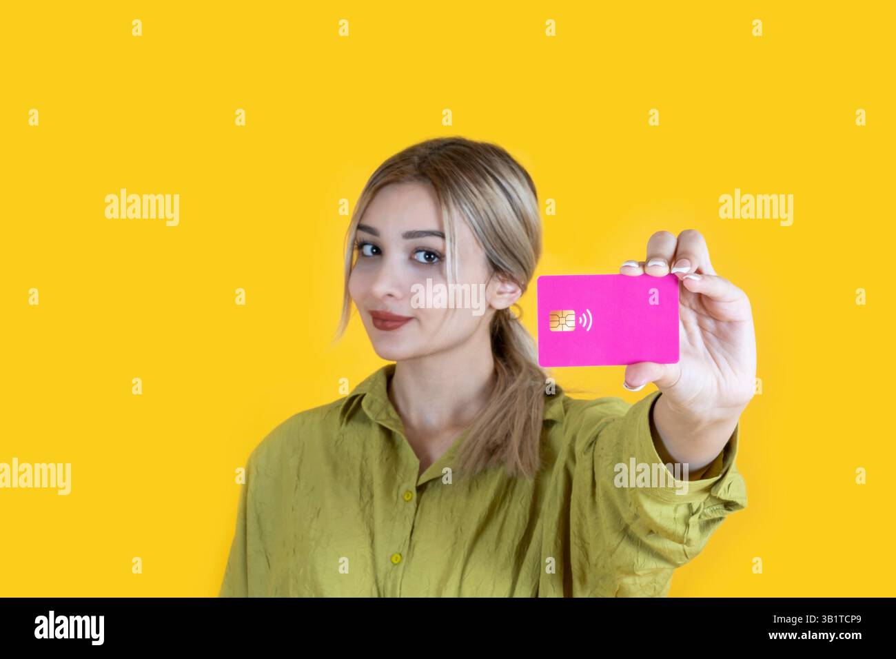 Happy girl customer showing hi res stock photography and images Alamy Happy girl customer showing hi res stock photography and images Alamy