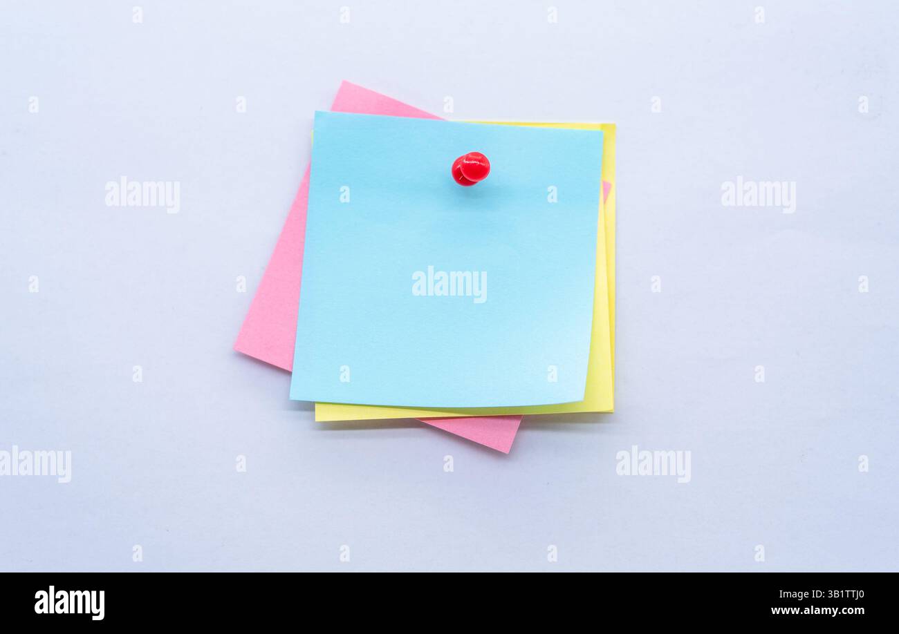Pinned blue sticky note sticker Stock Photo