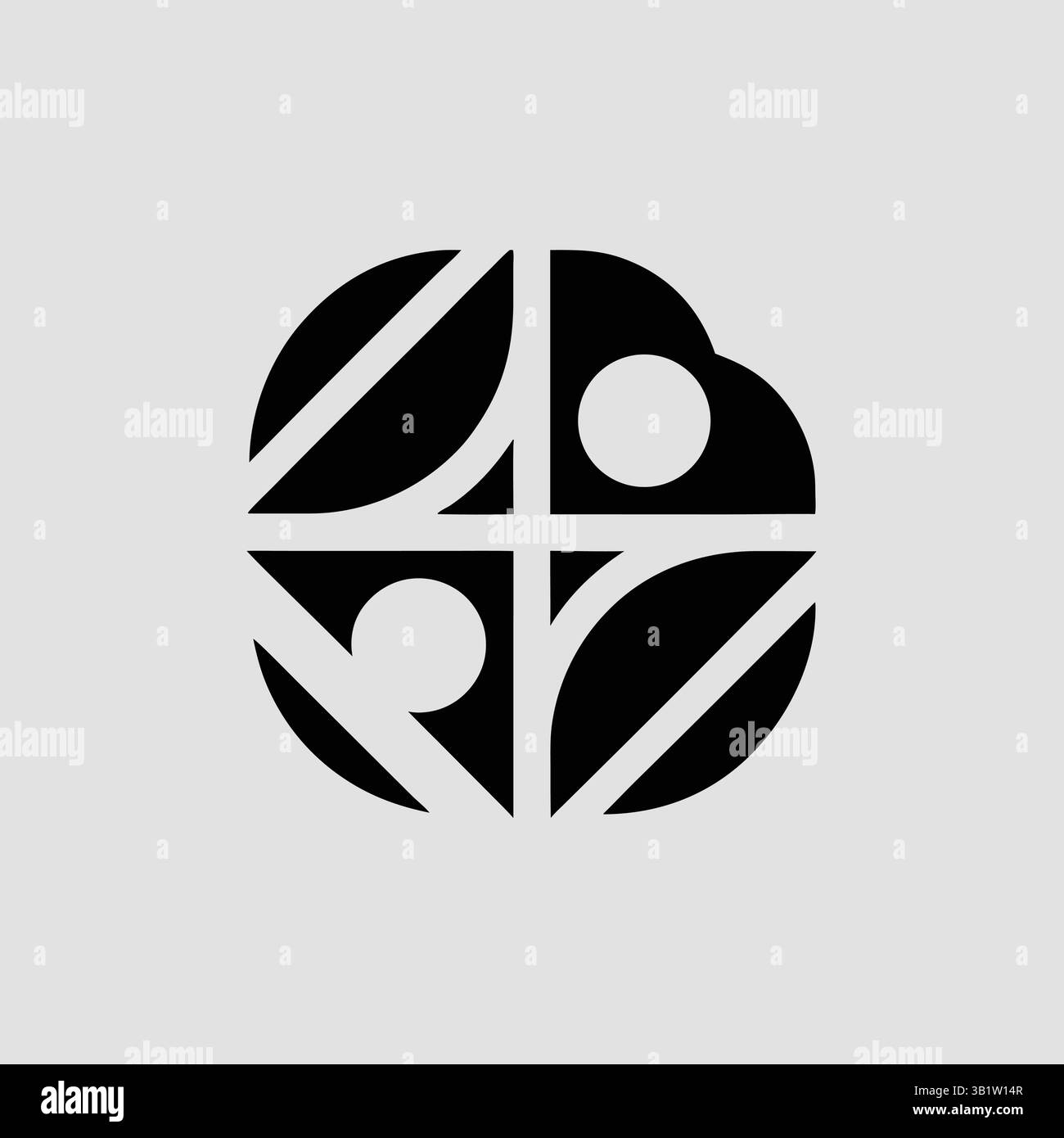 Abstract circular design with geometric shapes and contrasting black ...
