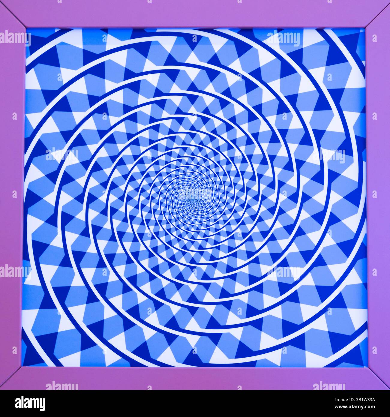 Optical illusion. 3d abstract background, geometric circle, blue Stock Photo