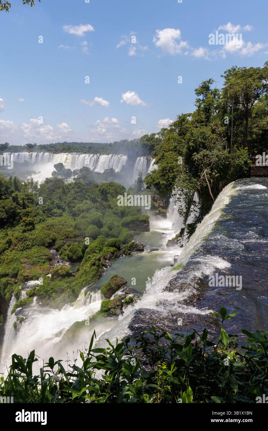 Panoramic view of the Iguazu Falls in Misiones, Argentina. Stock Photo