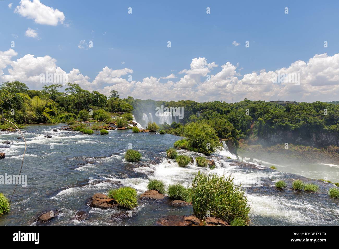 Panoramic view of the Iguazu Falls in Misiones, Argentina. Stock Photo