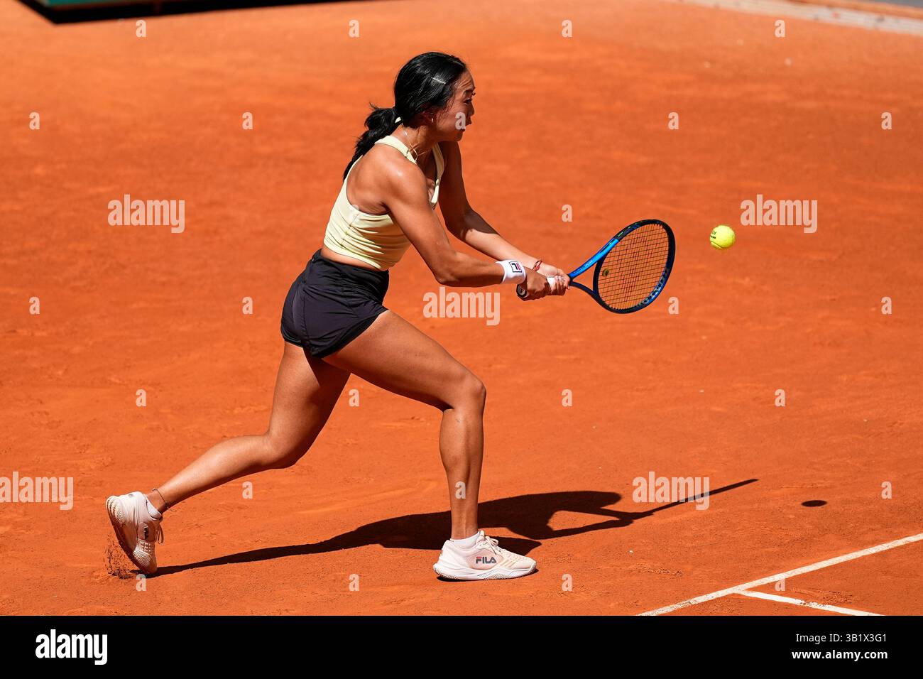 Ann Li of USA in action against Coco Gauff of USA during the Mutua