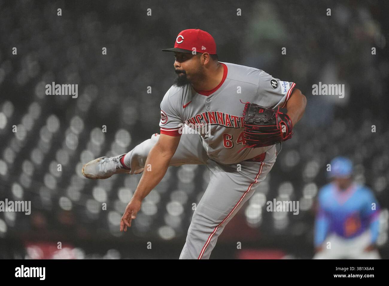 Cincinnati Reds relief pitcher Tony Santillan (64) in the eighth inning ...