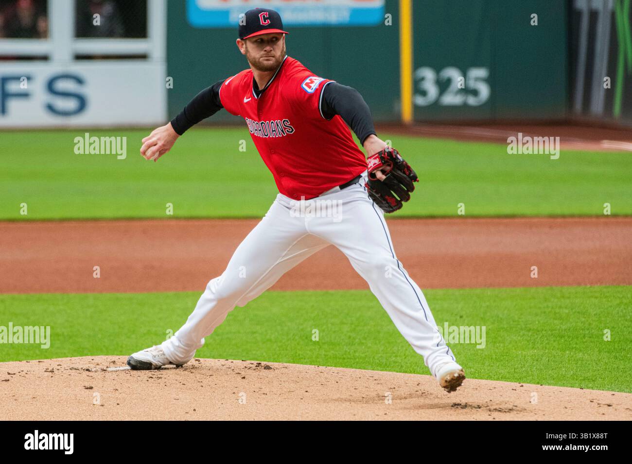 Cleveland Guardians starting pitcher Ben Lively delivers against the