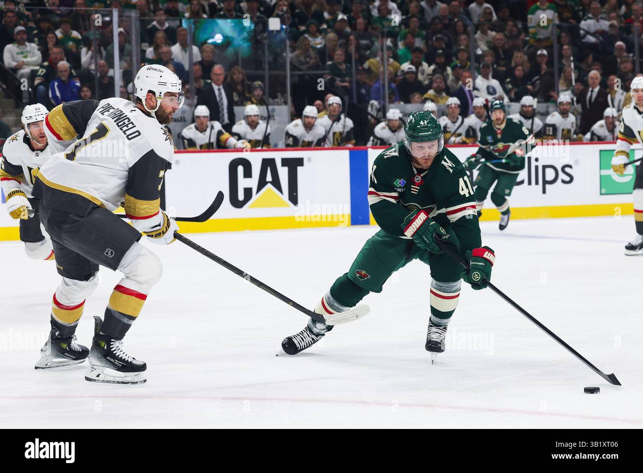 Minnesota Wild center Gustav Nyquist (41) handles the puck against