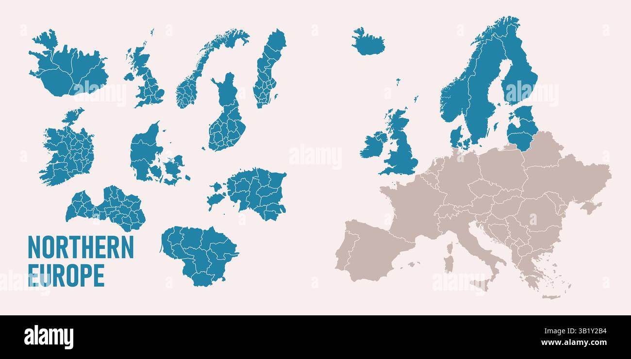 Northern Europe Map Iceland Ireland United Kingdom Denmark Norway Northern Europe Map Iceland Ireland United Kingdom Denmark Norway Sweden Finland Estonia Maps With Regionseurope Map Isolated On White Background 3B1Y2B4