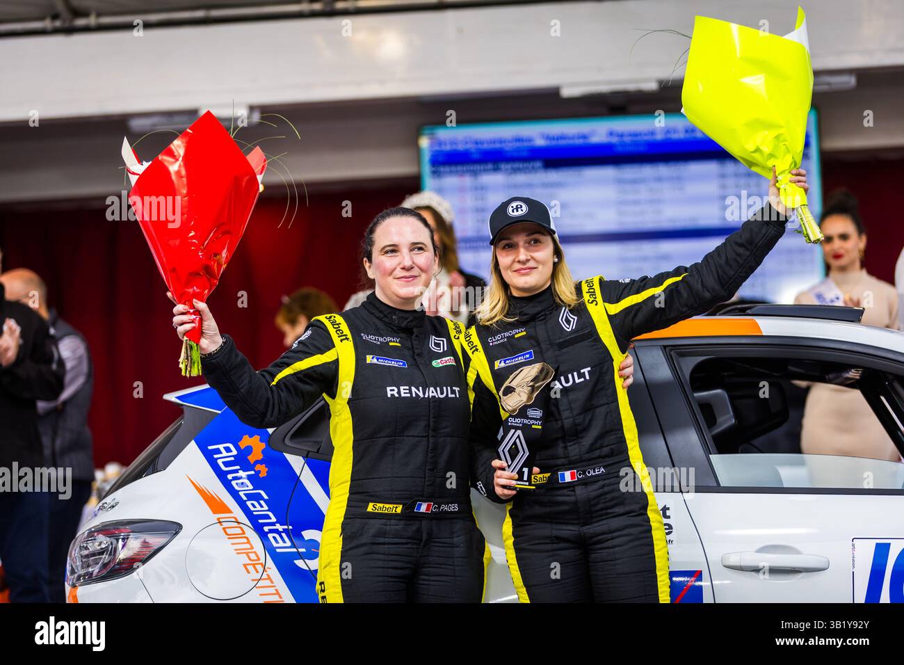 OLEA Charlotte, PAGES Cecile, Renault Clio Rally5, portrait during the Rallye Rhône Charbonnières 2025, 2nd round of the Championnat de France des Rallyes 2025, from April 24 to 26 in Charbonnières-les-Bains, France - Photo Bastien Roux/DPPI Credit: DPPI Media/Alamy Live News Stock Photo