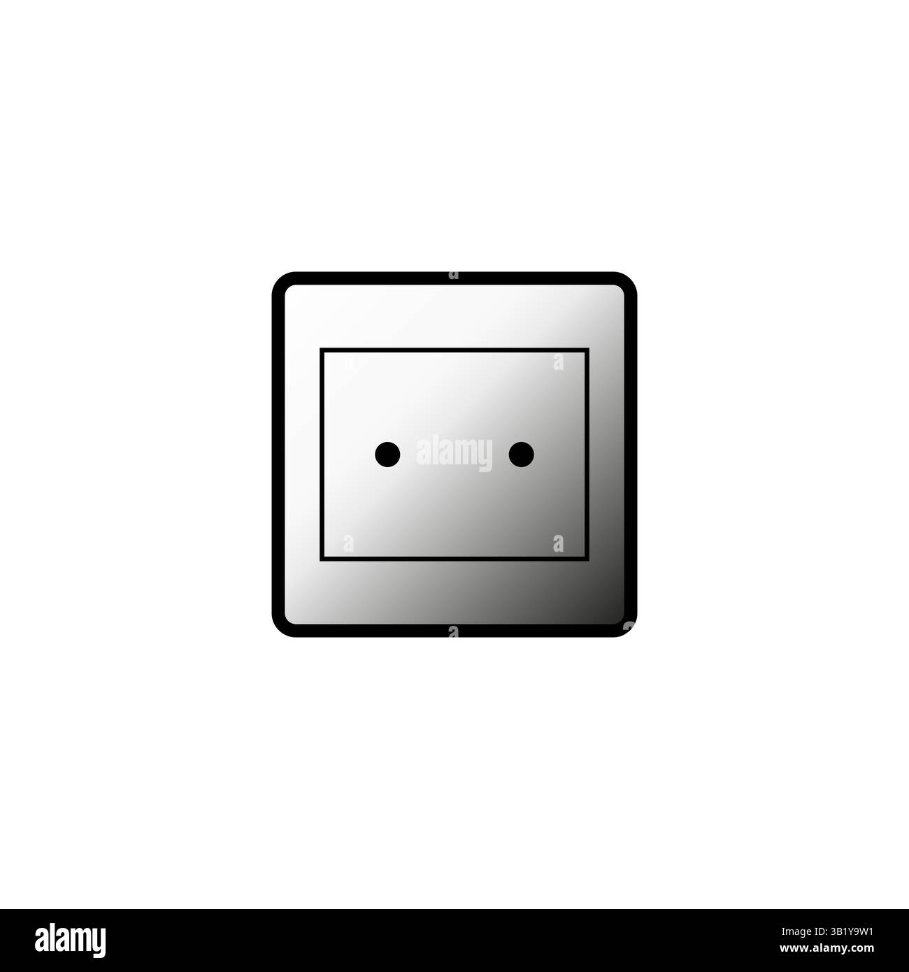 Electric socket icon. Power plug vector. Wall energy source. Metallic square element. Stock Vector