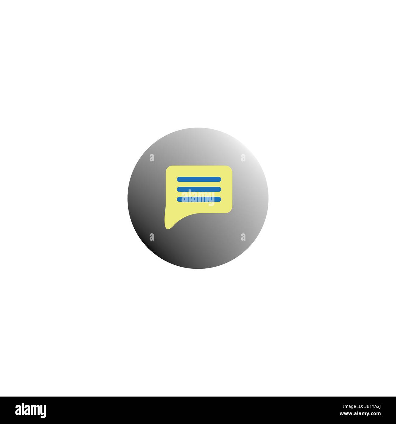 Speech bubble icon. Yellow message box. Blue text shape. Vector communication symbol. Stock Vector
