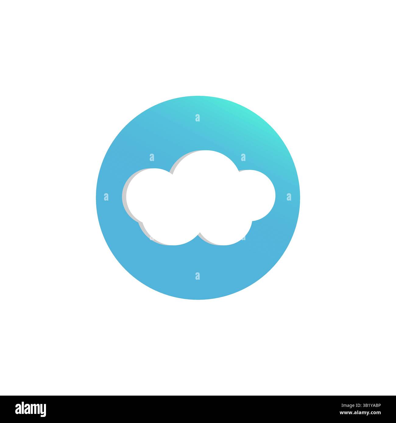 Cloud icon. Weather forecast symbol. Soft white vector. Blue round background. Stock Vector
