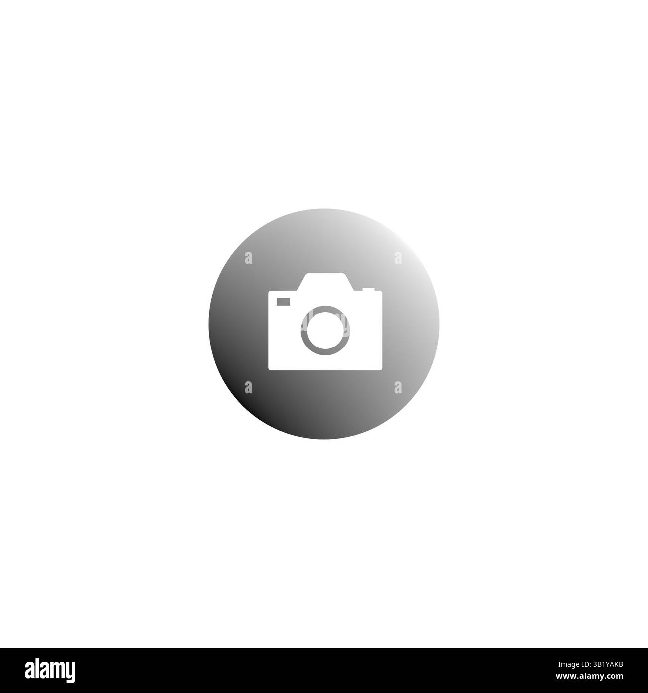 Camera icon symbol. Photography vector button. Circular gradient shape. Black white image. Stock Vector
