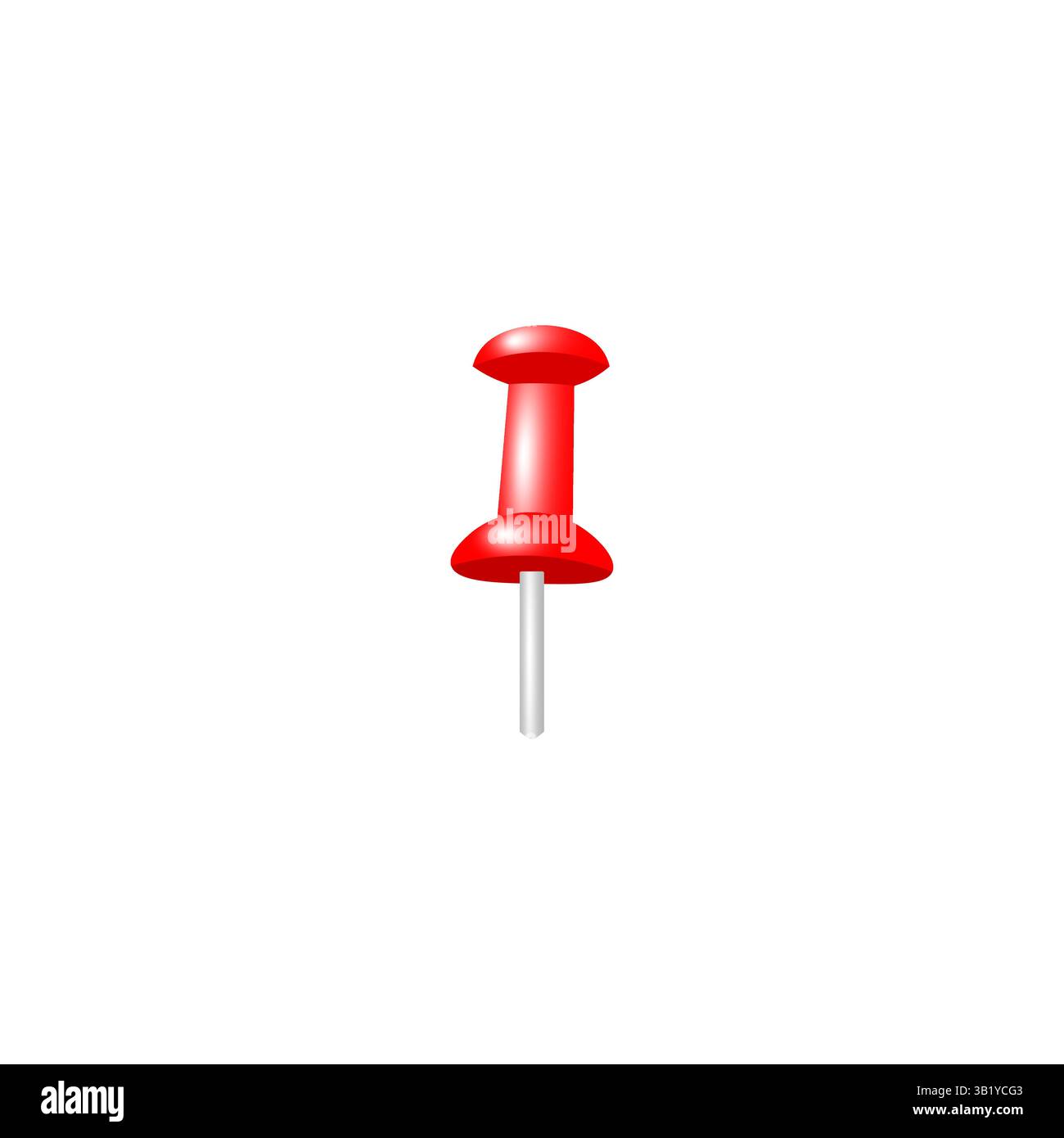 Pushpin icon. Red pin vector. Stationery object shape. Office sharp symbol. Stock Vector