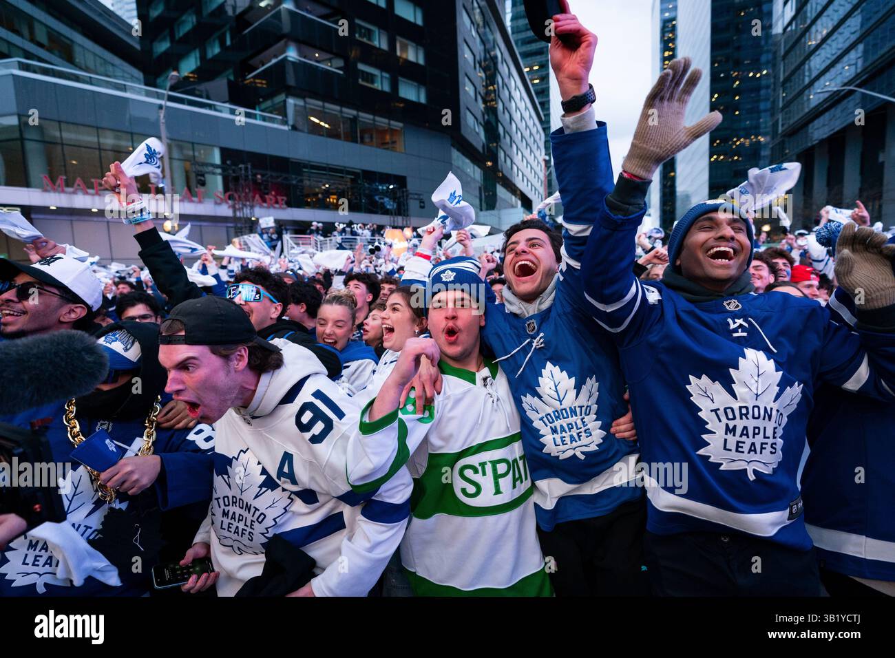 Fans react to a Maple Leafs goal as they take in first-round NHL ...