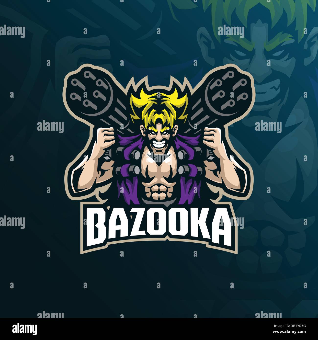 bazooka mascot logo design vector with modern illustration concept style for badge, emblem and t shirt printing. angry bazooka illustration. Stock Vector