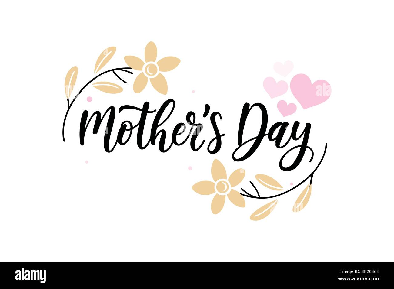 Mother Lettering Gold Happy Mother’s Day Lettering Typography Design with heart and flower ...
