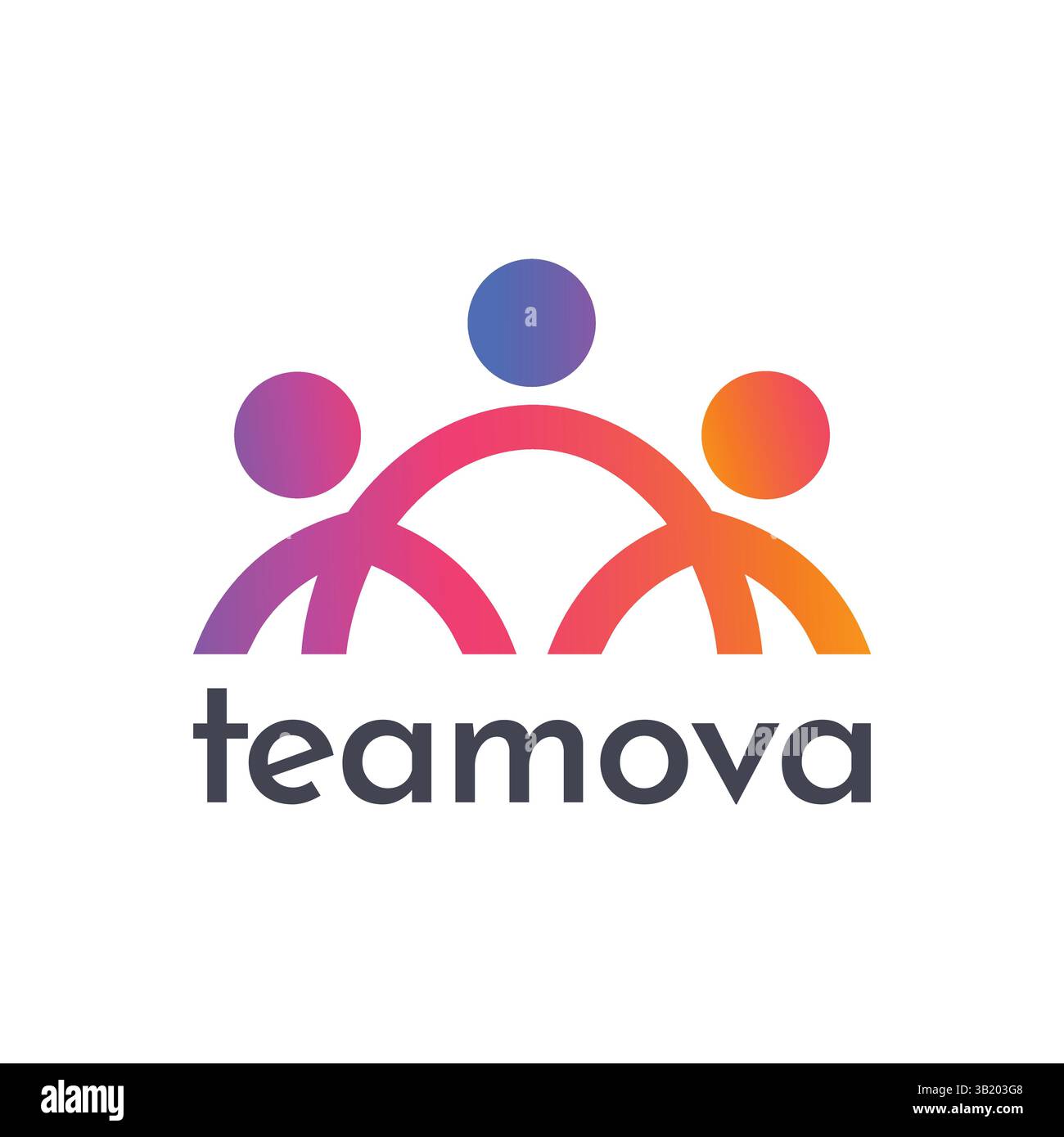 Teamova Abstract People Connection Logo Design Stock Vector