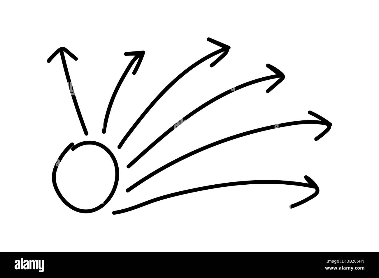 Hand-drawn mind map chart with circle and 6 arrows Stock Vector Image ...