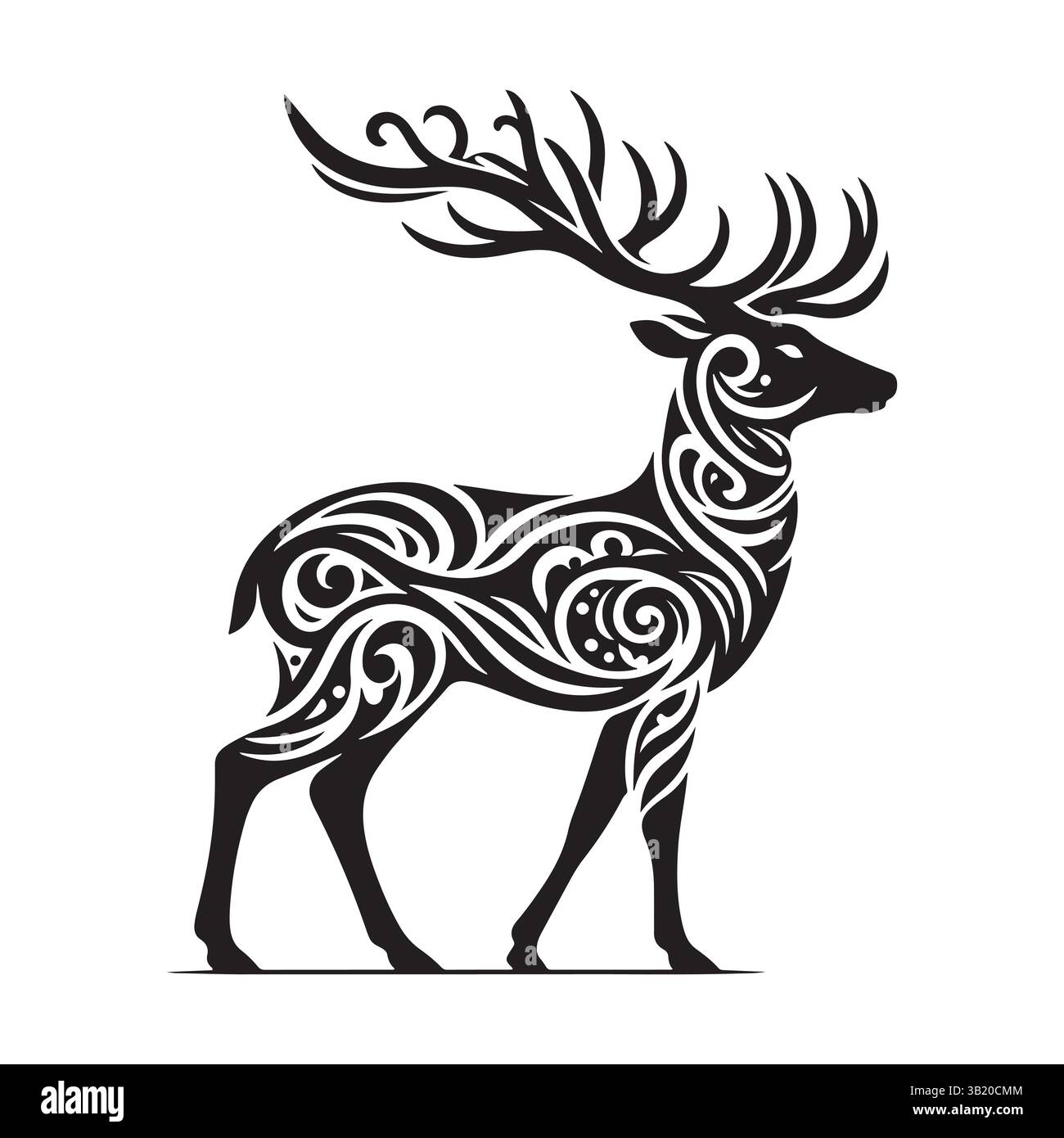 Deer Abstract Pattern Abstract Deer Tribal Art for Tattoo Design Stock Vector Image & Art - Alamy